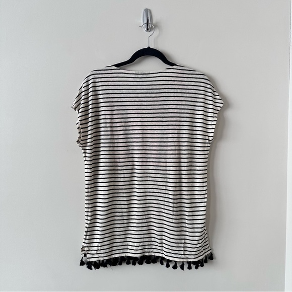 Rafaella-linen Blend Tassel Embroidered Summer Top - Picture 2 of 8